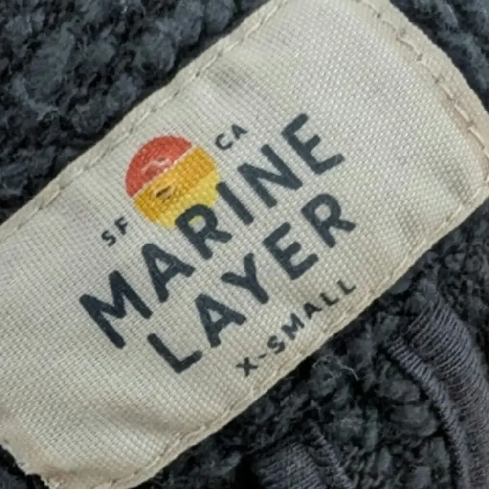 Marine Layer Birdseye Cardigan Sweater Black Open Front Pockets Size XS
